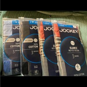 Jockey Men's Elance Cotton Bikinis - Blue, Black, Orange Pack Size Medium